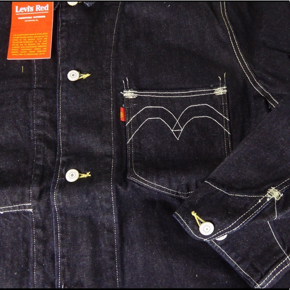 Levi’s Engineered Coat Cotton Hemp Denim Jacket Red Positively Superior NWT - Picture 4 of 14